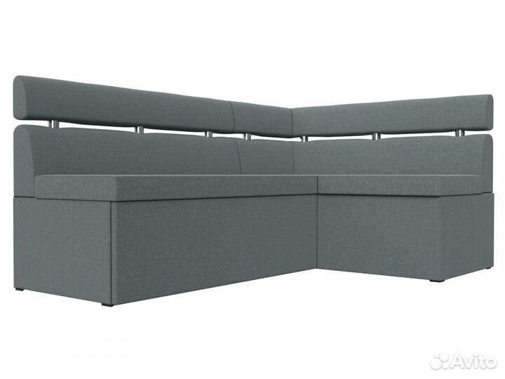 Диван кухонный угловой Классик правый угол, рогожка, амур серый