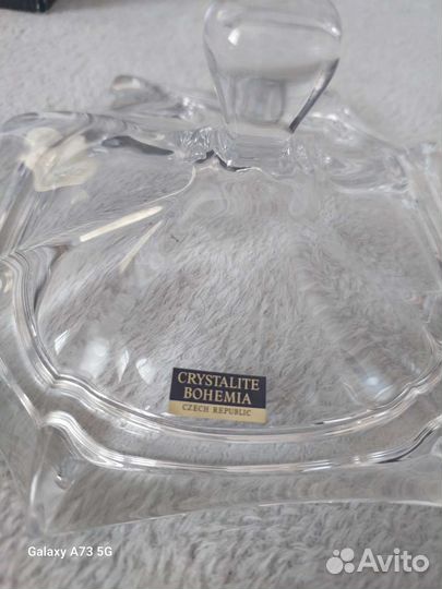 Богемский хрусталь, салатник Нептун с крышкой