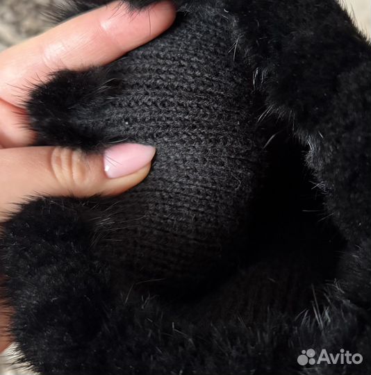 Шапка норковая вязаная