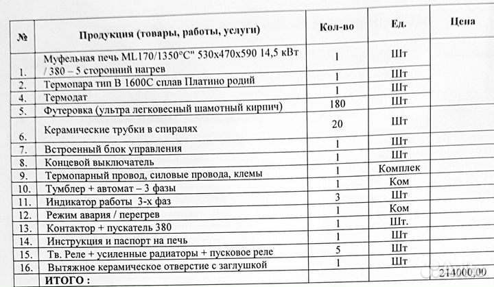 Муфельная Печь для обжига керамики
