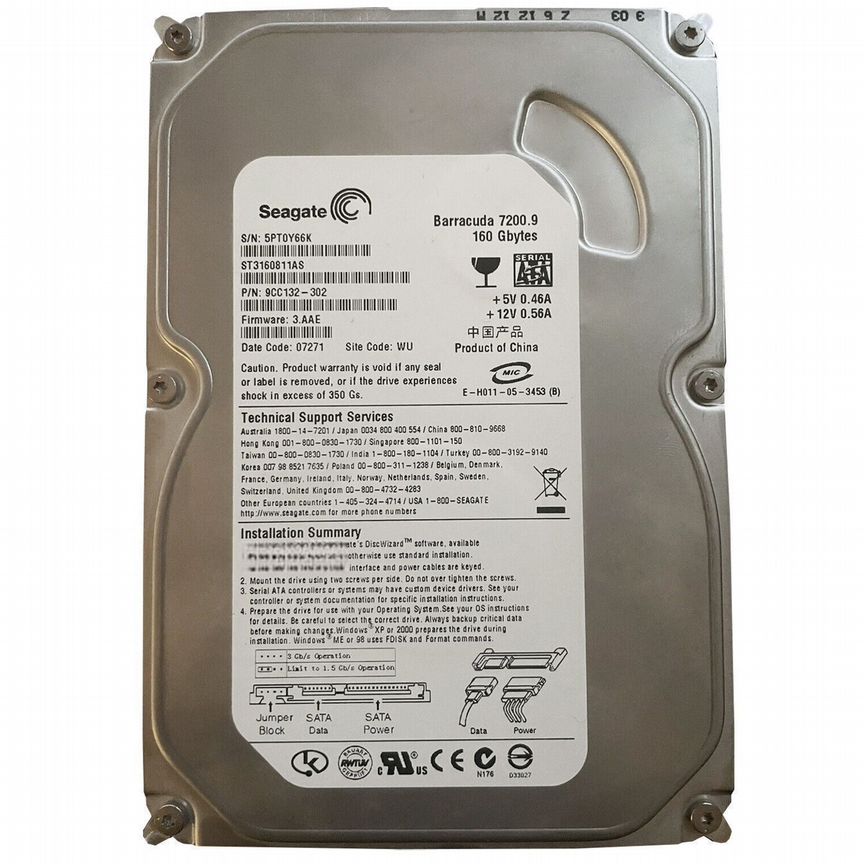[ST3160811AS] Жесткий Диск Seagate 160gb Sata2 3.5 St3160811as