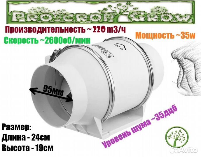 Тихий вытяжной-приточный канальный вентилятор 100