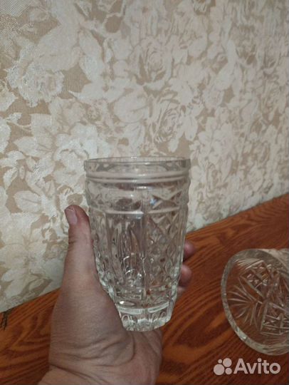 Набор из 6 хрустальных стаканов и кувшин Чехия