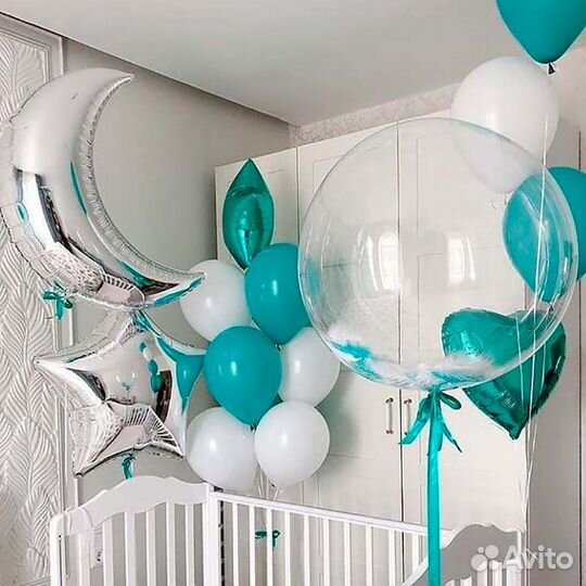 Фонтан из воздушных шаров с гелием