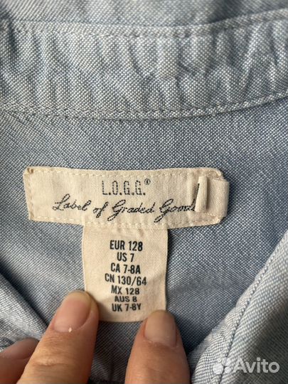 Рубашки голубые hm 122-128