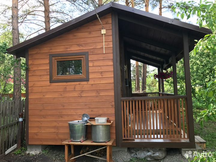 Мобильная баня с террасой от производителя