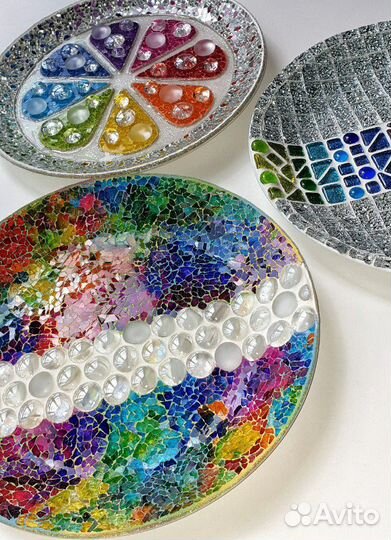Тарелка декоративная. Мозаика. Подарки. Ручная р