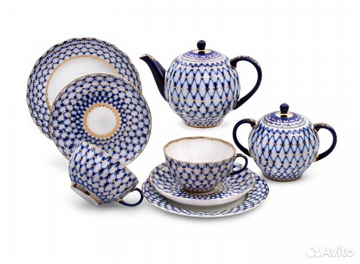 Сервиз чайный кобальтовая сетка