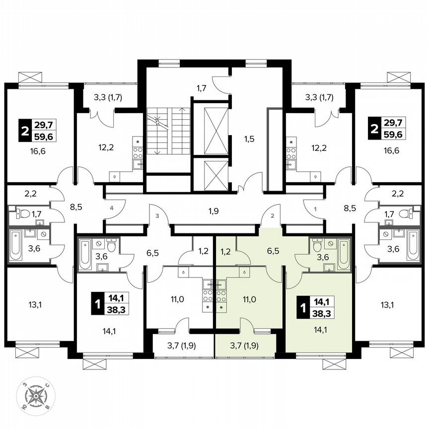 1-к. квартира, 38,3 м², 13/15 эт.