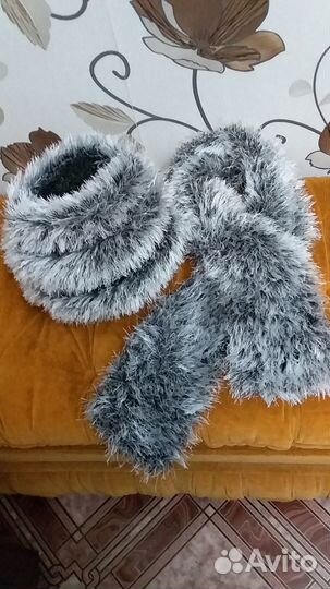 Шапка 56-58р + шарф (вязаный комплект)