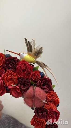 Русский кокошник с цветами ручной работы