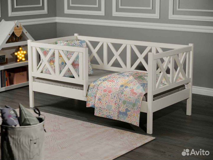 Кроватка берёза софа от 2х лет высокий борт