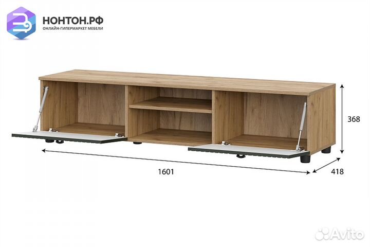 Тв-тумба с нишей Милан дуб золотой / олива софт