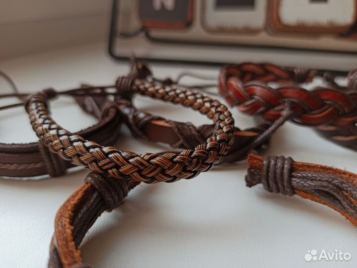 Браслеты мужские кожаные новые