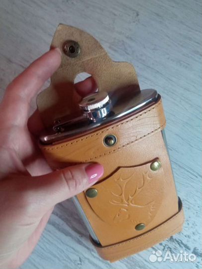 Чехол на фляжку натуральная кожа