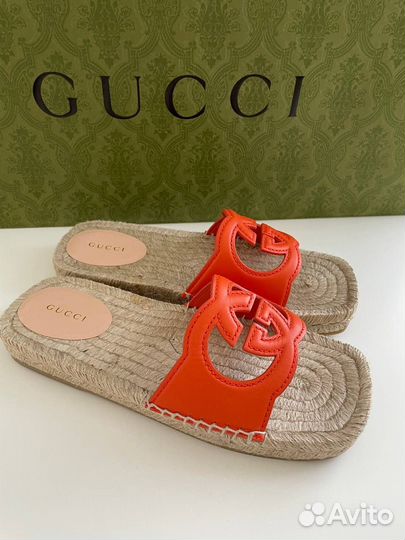 Шлепанцы Gucci кожа размер 37 (24.4 см)