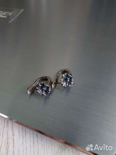 Серьги лилии 925 серебро СССР 2хю