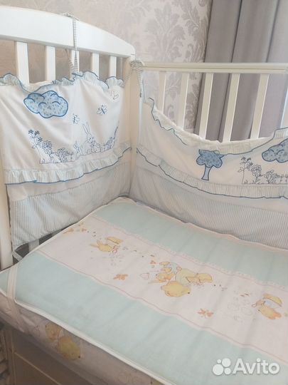 Матрас, бортики, постельное белье