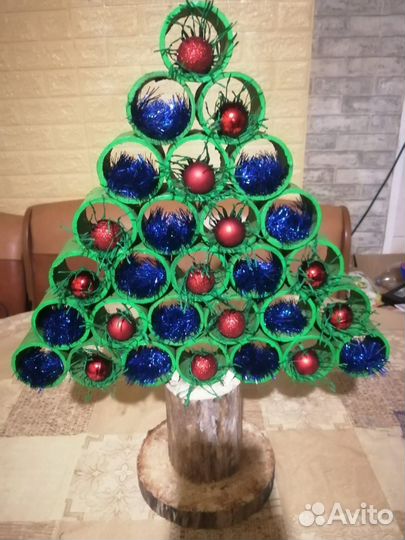 Новогодняя поделка ель из втулок