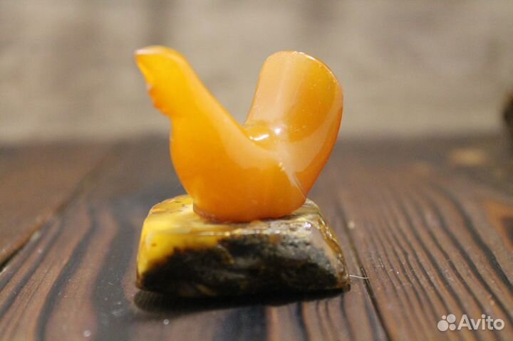Ретро Янтарная Фигура Глухарь Из СССР Янтарь