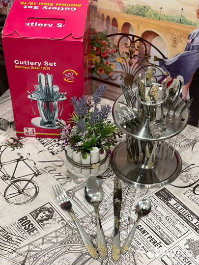 Набор столовых приборов на подставке 24 предмета