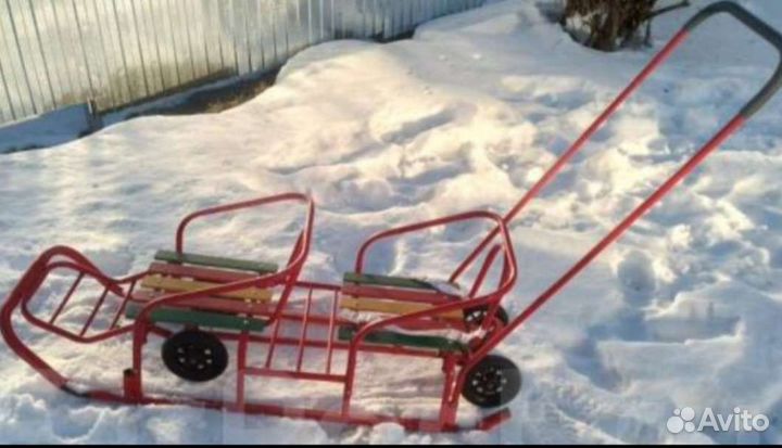 Санки на колёсах для двойни или погодок