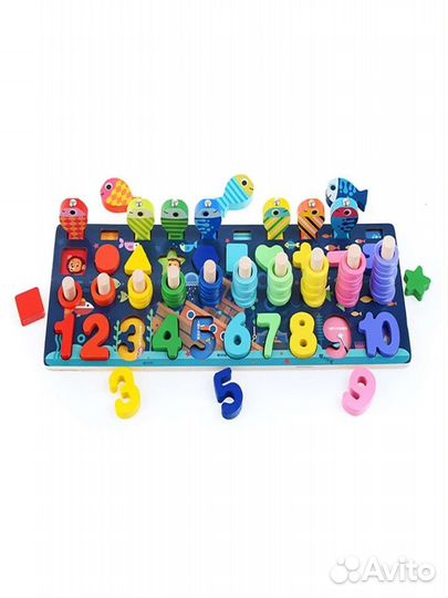 Деревянная логарифмическая доска 4 в 1, рыбалка