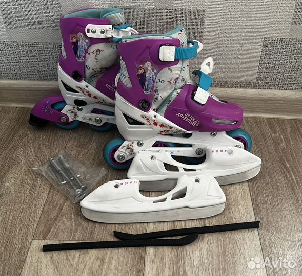 Коньки ролики 2 в 1 раздвижные размер 31-34