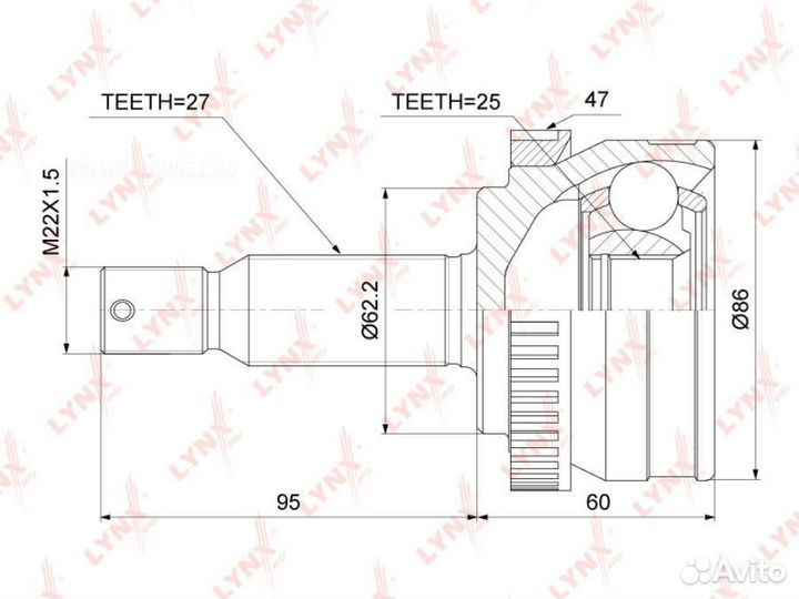 Lynxauto CO-3784A шрус наружный перед прав/лев