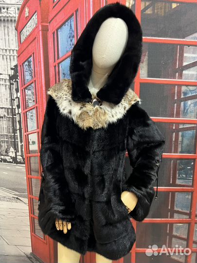 Норковая шуба. С Рысью 44-46+ Норковая повязка