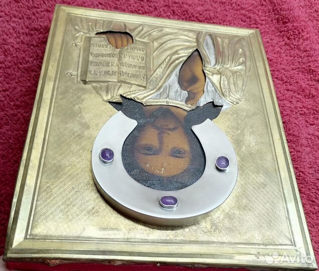 Икона Господь Вседержитель оклад латунь;аметисты