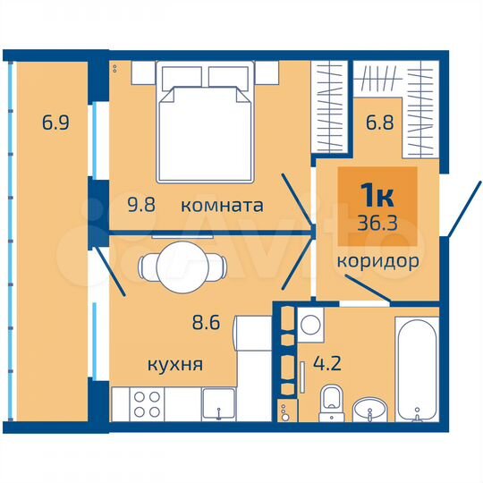 1-к. квартира, 36,3 м², 10/10 эт.