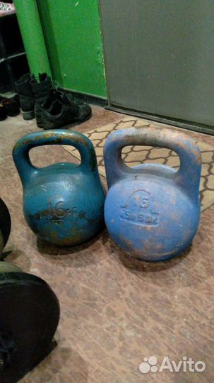 Велотренажёр, Гири 16кг и 32кг, блины, гантели