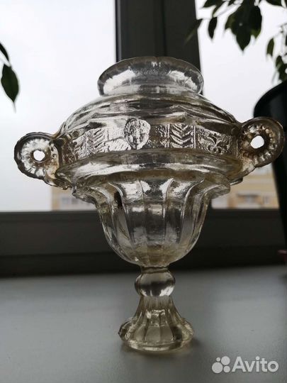 Старинная стеклянная лампадка 19 век