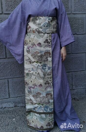 Пояс оби двусторонний шёлк парча