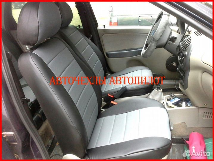 Чехлы Автопилот LADA Largus из экокожи чёрно-серые