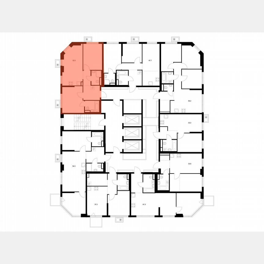 2-к. квартира, 52,5 м², 13/23 эт.