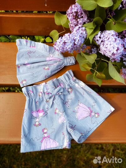 Новый хлопковый комплект для девочки шорты 116