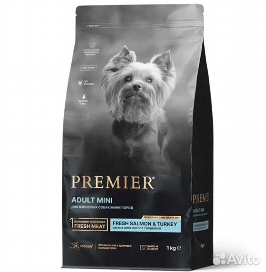 Корм Premier 1кг мелких пород лосося с индейкой