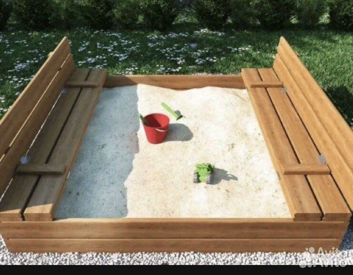 Песочница с крышкой деревянная