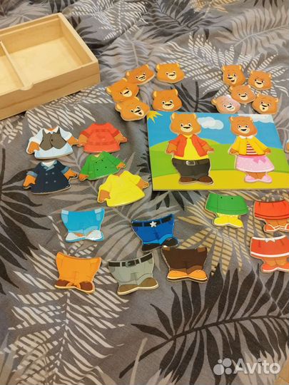 Деревянные игрушки-пазлы мишки