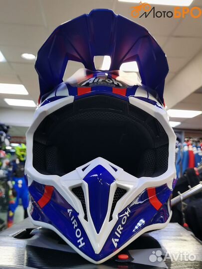 Шлем кроссовый Airoh Wraap Feel Blue/Red Gloss