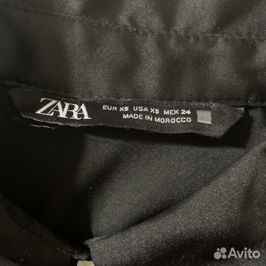 Сатиновая рубашка черная zara