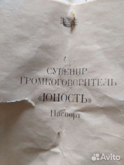 Громкоговоритель сувенир Юность радиоточка