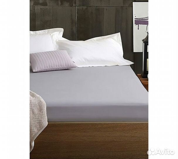 Простынь GoodNight Трикотаж 140х200х20 Серый на ре