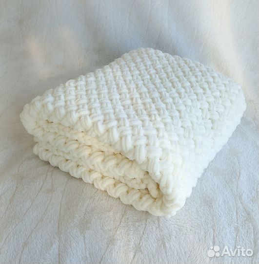 Плед детский вязаный ручная работа 75х95