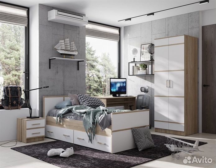 Кровать с ящиками (90-140-160) Сакура light