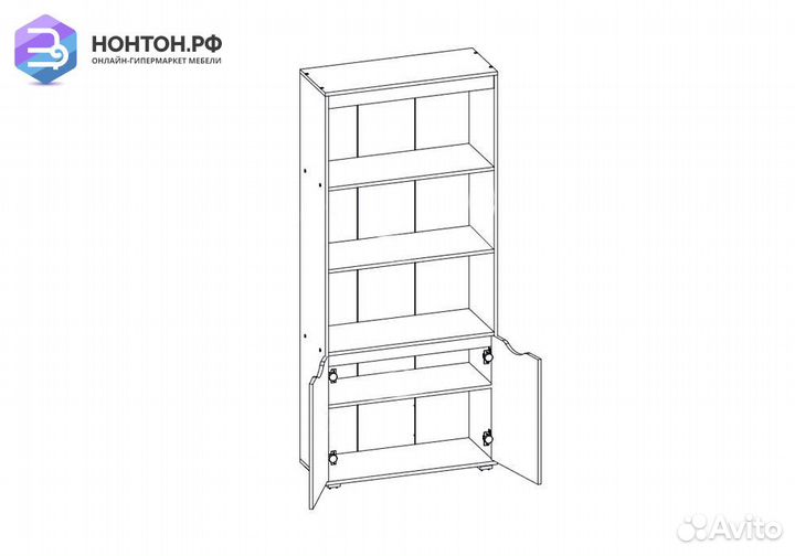 Стеллаж Неаполь с дверками графит / красный