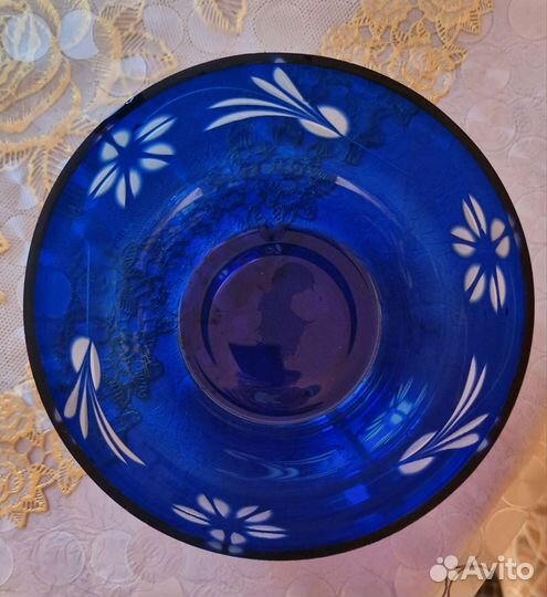 Ваза конфетница цветное стекло СССР