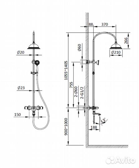 Душевая система AltroBagno Beatrice 030403 R Or